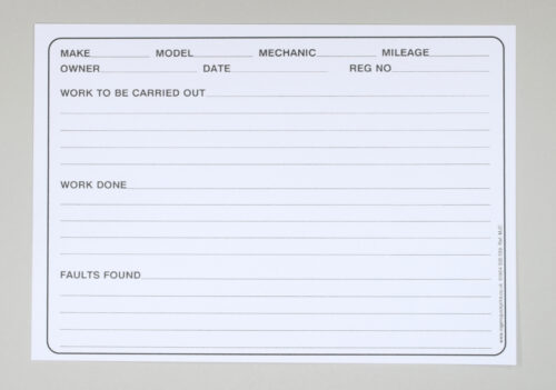 Motor Mechanic Job Cards A5 (Pack of 50's) - Standard