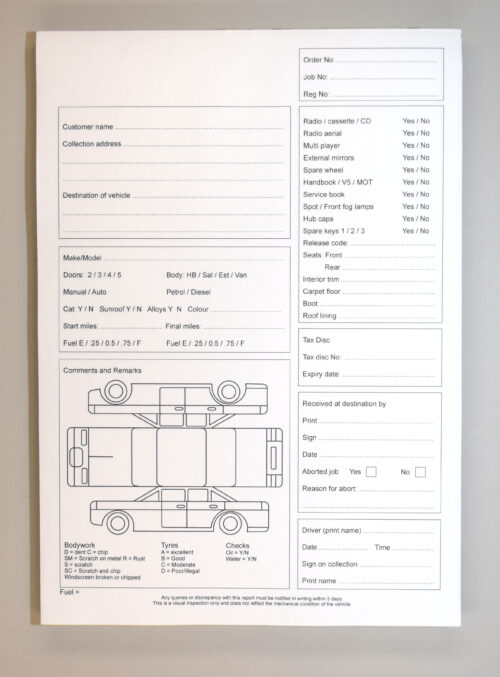 Used Vehicle Appraisal Form Pad A4 - Carbonless (NCR) - Standard