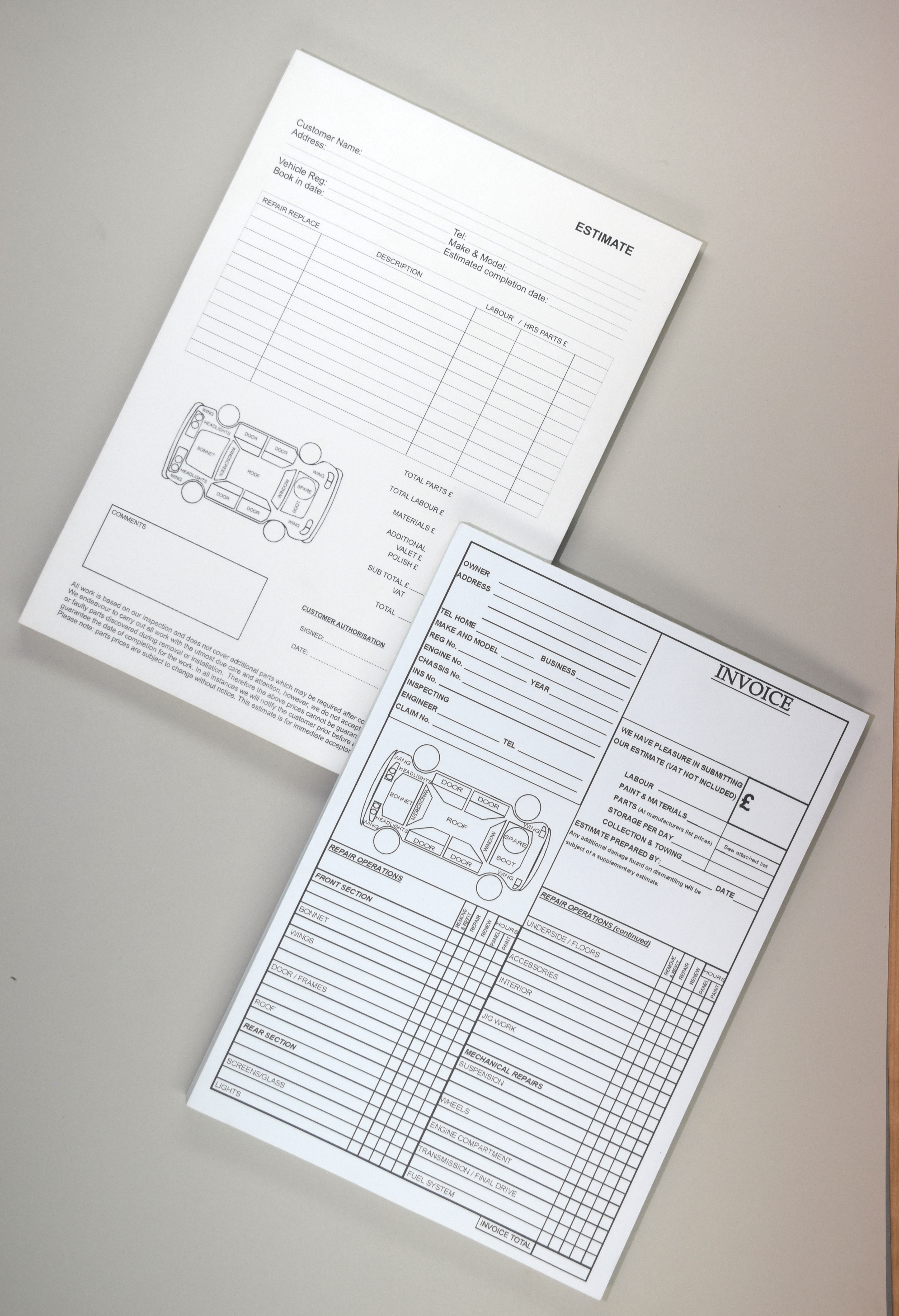 21. Bodywork Repair Forms - Carbonless (NCR)