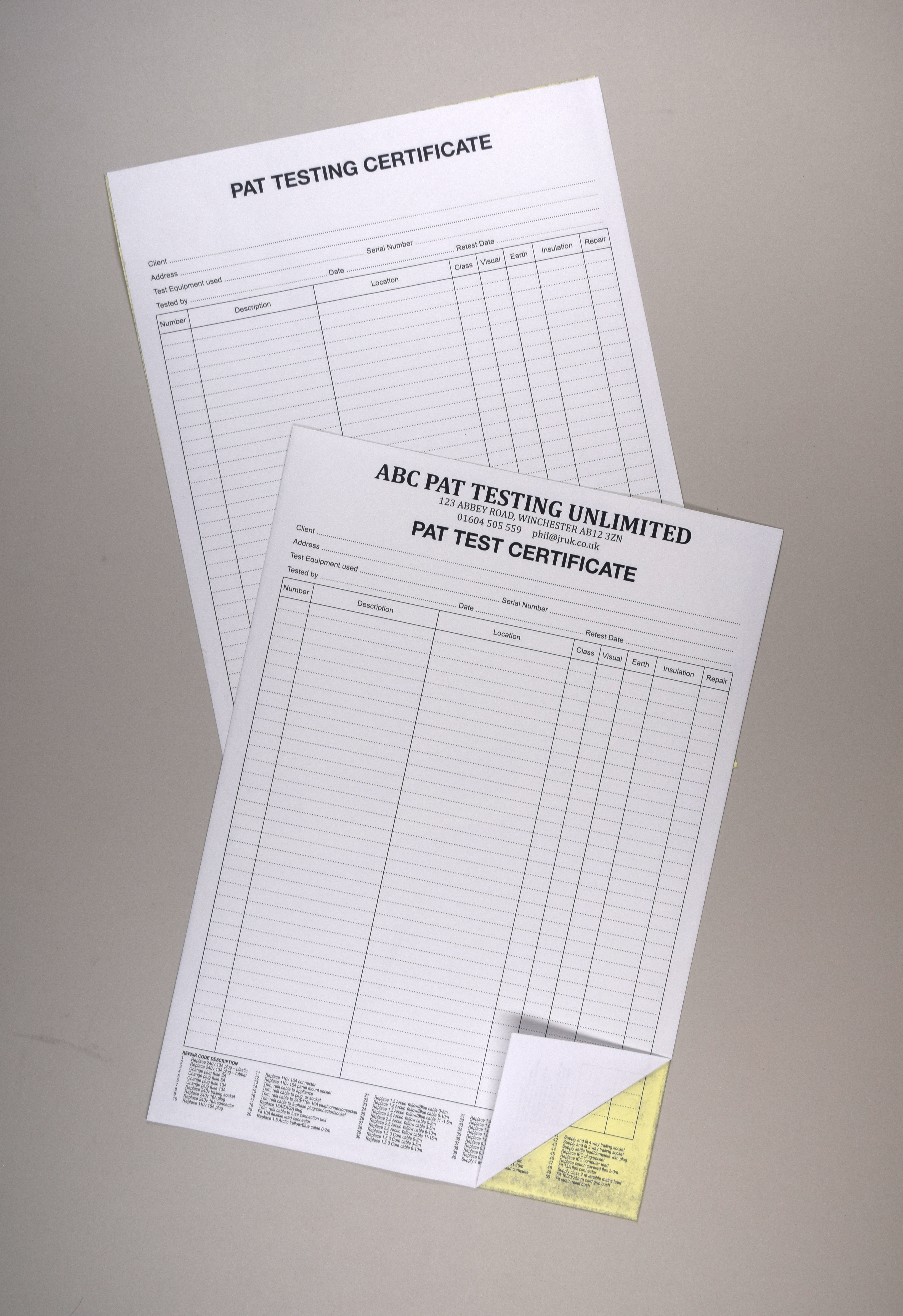 41. PAT Testing Forms